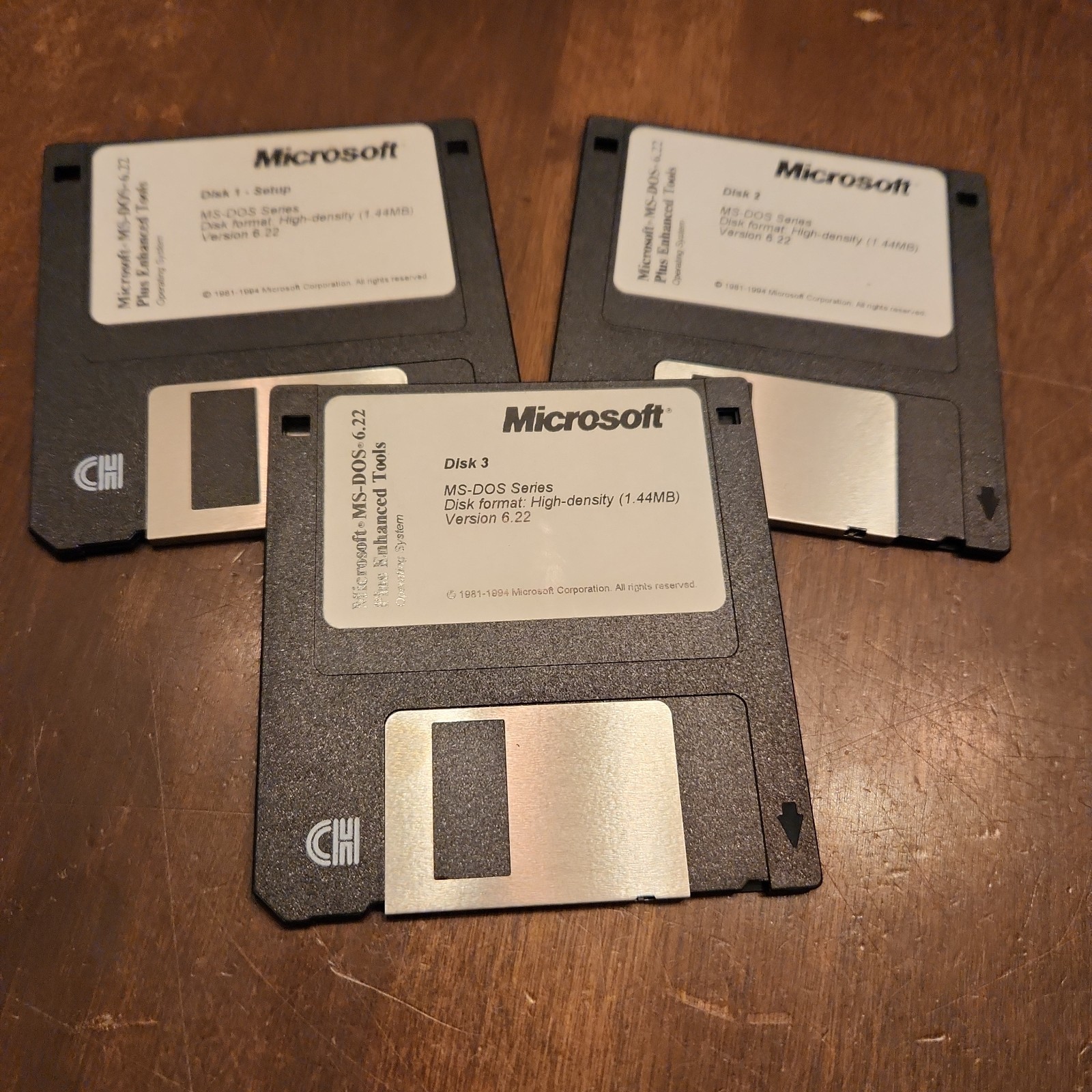 Microsoft MS-DOS 6.22 Plus Enhanced Tools 3.5” Floppy Disks 1-3
