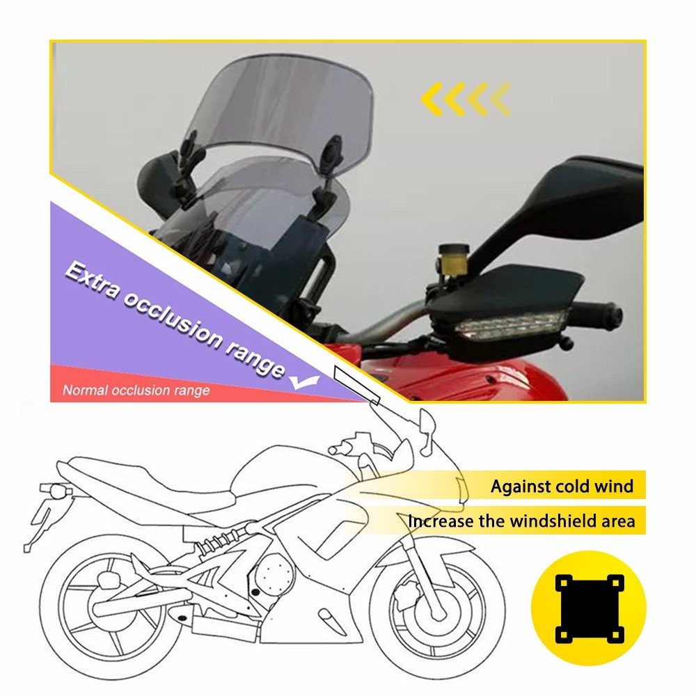 Universa Motorcycle Windshield Wind Screen Deflector Extension Spoiler Clip On N
