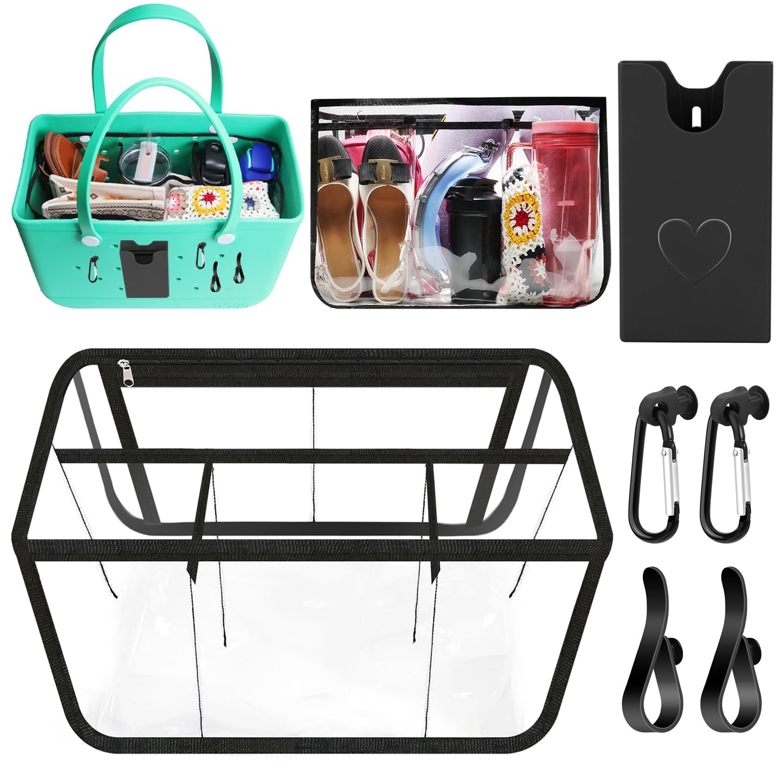 6 PCS Beach Bag Organizer Accessories for Bogg Bag X Large Storage Bag with H