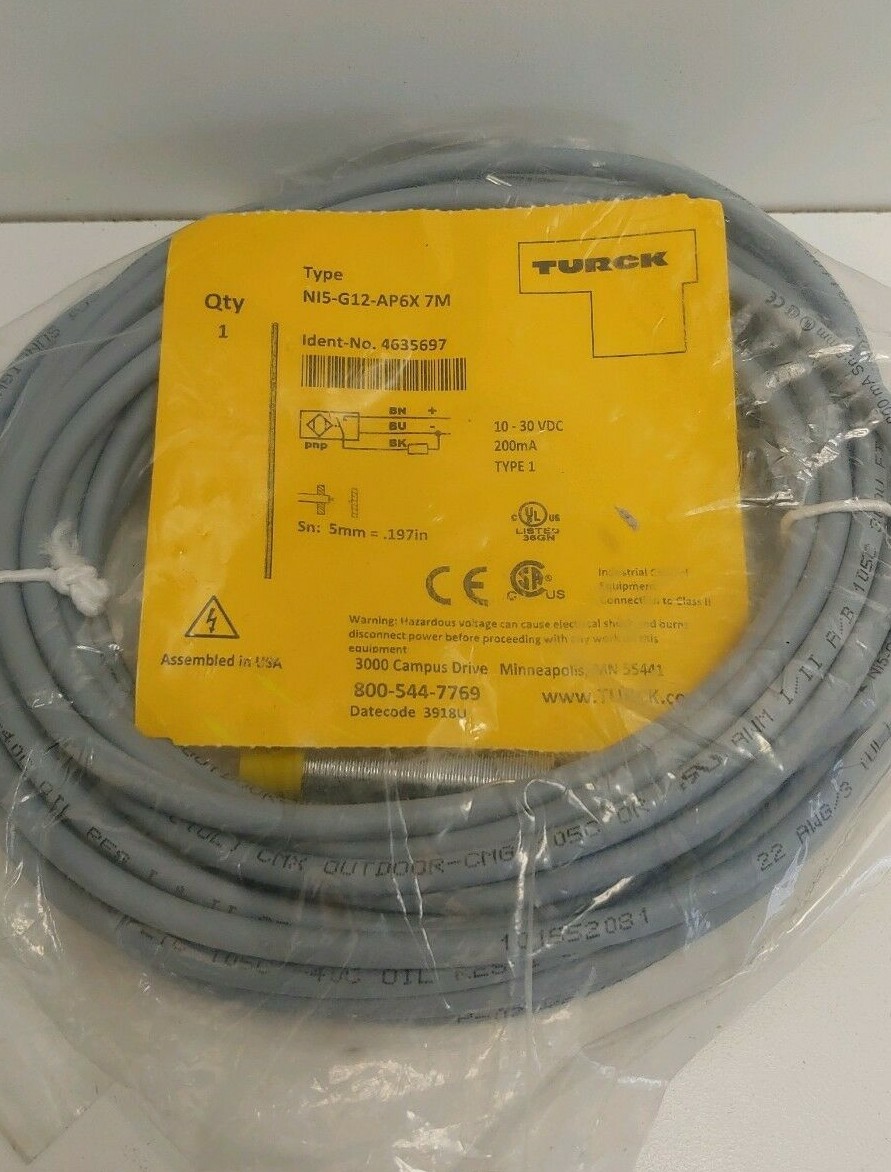 NEW OLD STOCK! TURCK 7M 10-30V INDUCTIVE SENSOR NI5-G12-AP6X-7M