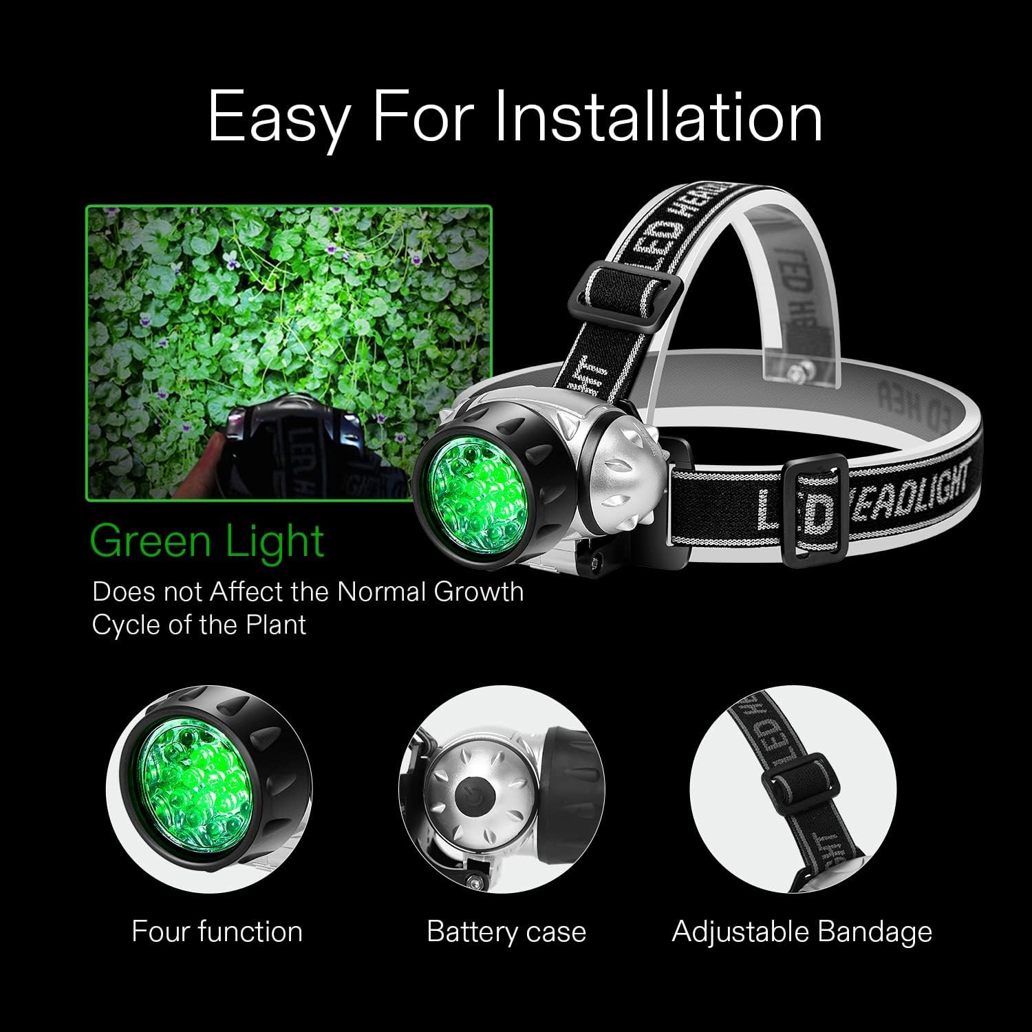 19-Bulb LED Green Light Grow Room Headlight