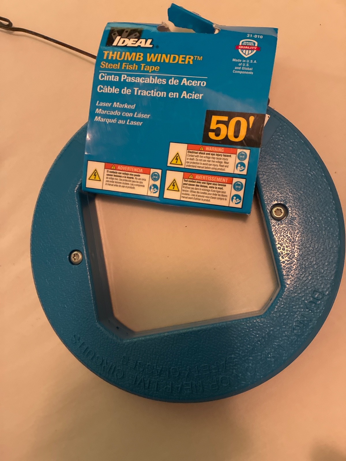 IDEAL 31‑010 Thumb‑Winder Steel Fish Tape 50 ft Blued‑Steel 1/8" x .045" w/ Case