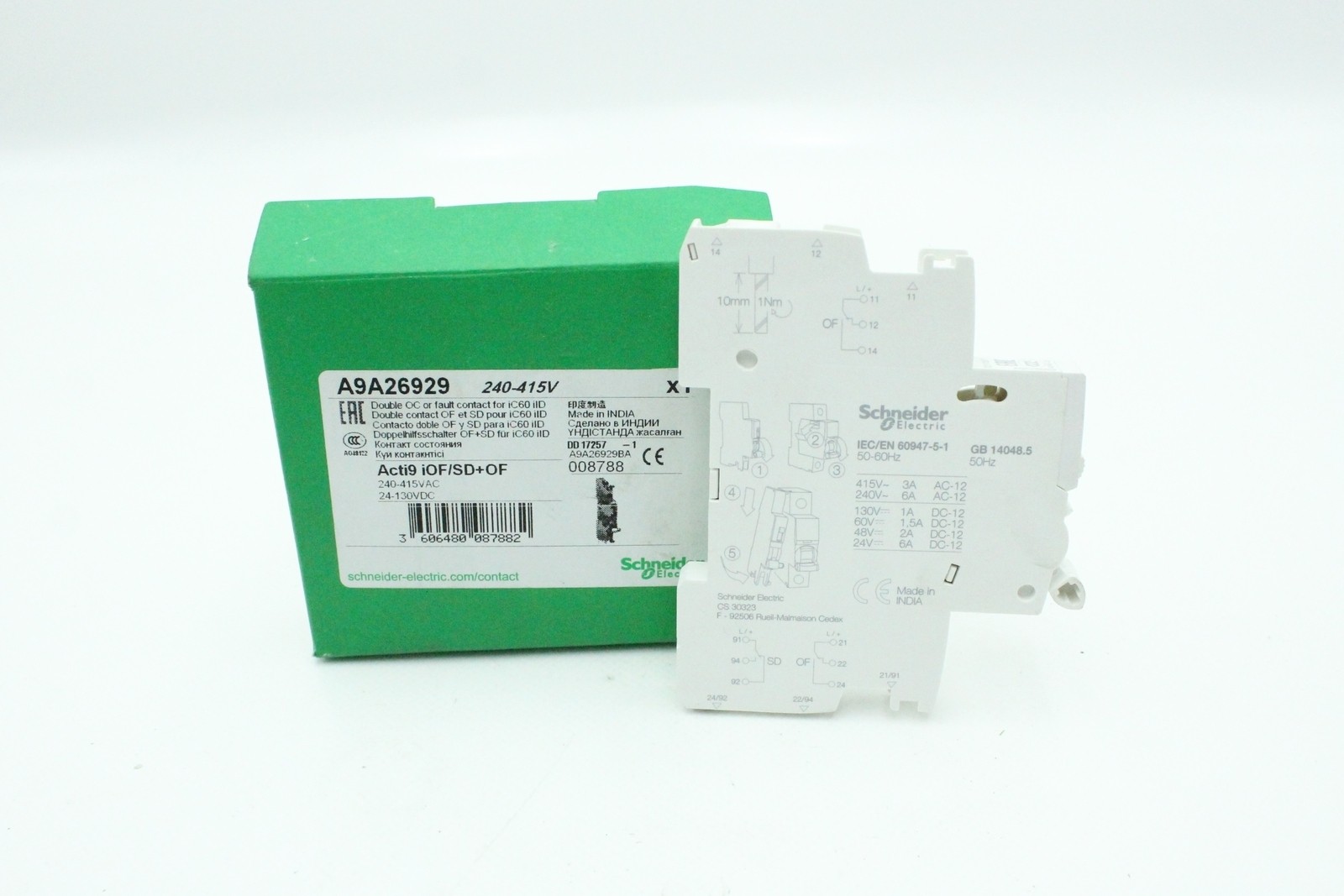 Schneider Electric A9A26929 Dual Auxiliary Switch 240-415V- New Free Shipping