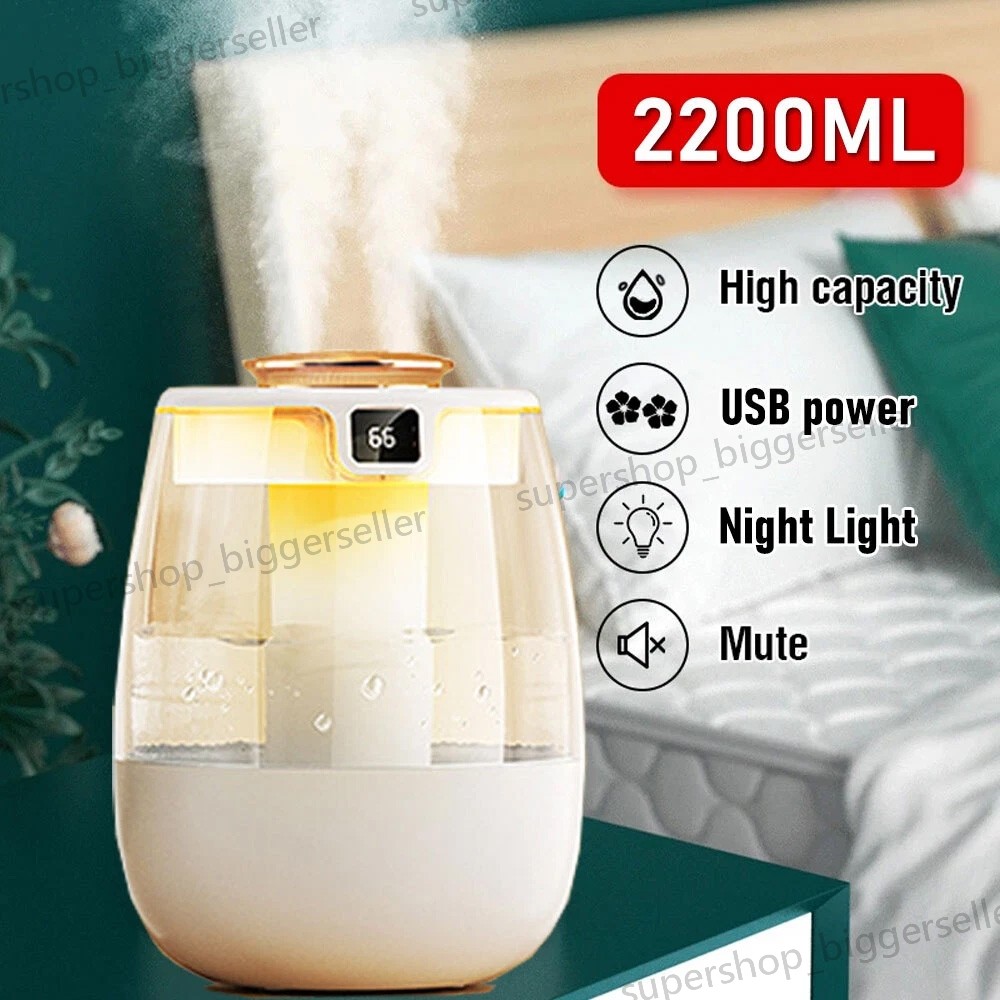 2200ml Humidifiers for Bedroom Large Room Office Cool Mist Air Humidifier Indoor
