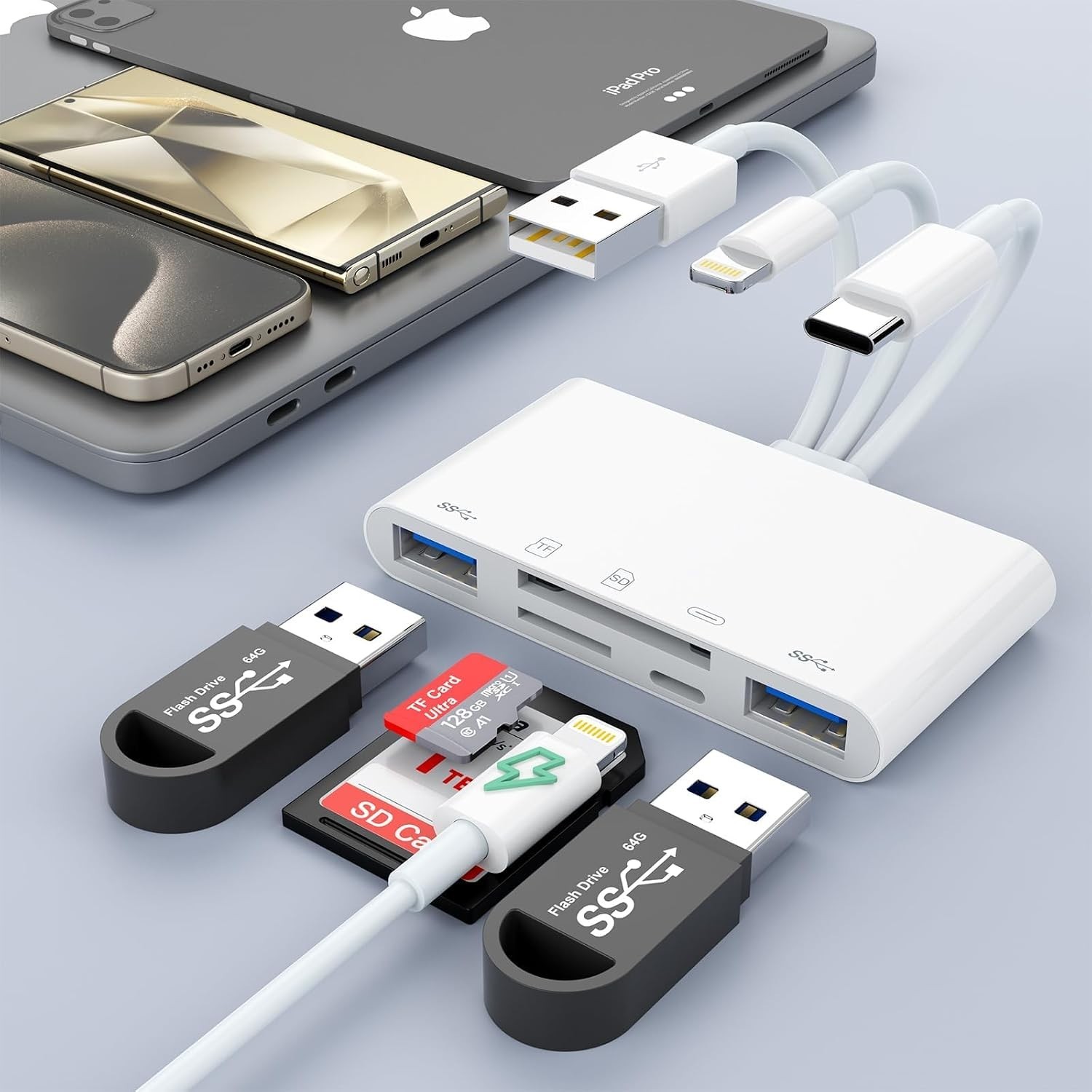 5-in-1 Memory Card Reader, USB OTG Adapter & SD Card Reader