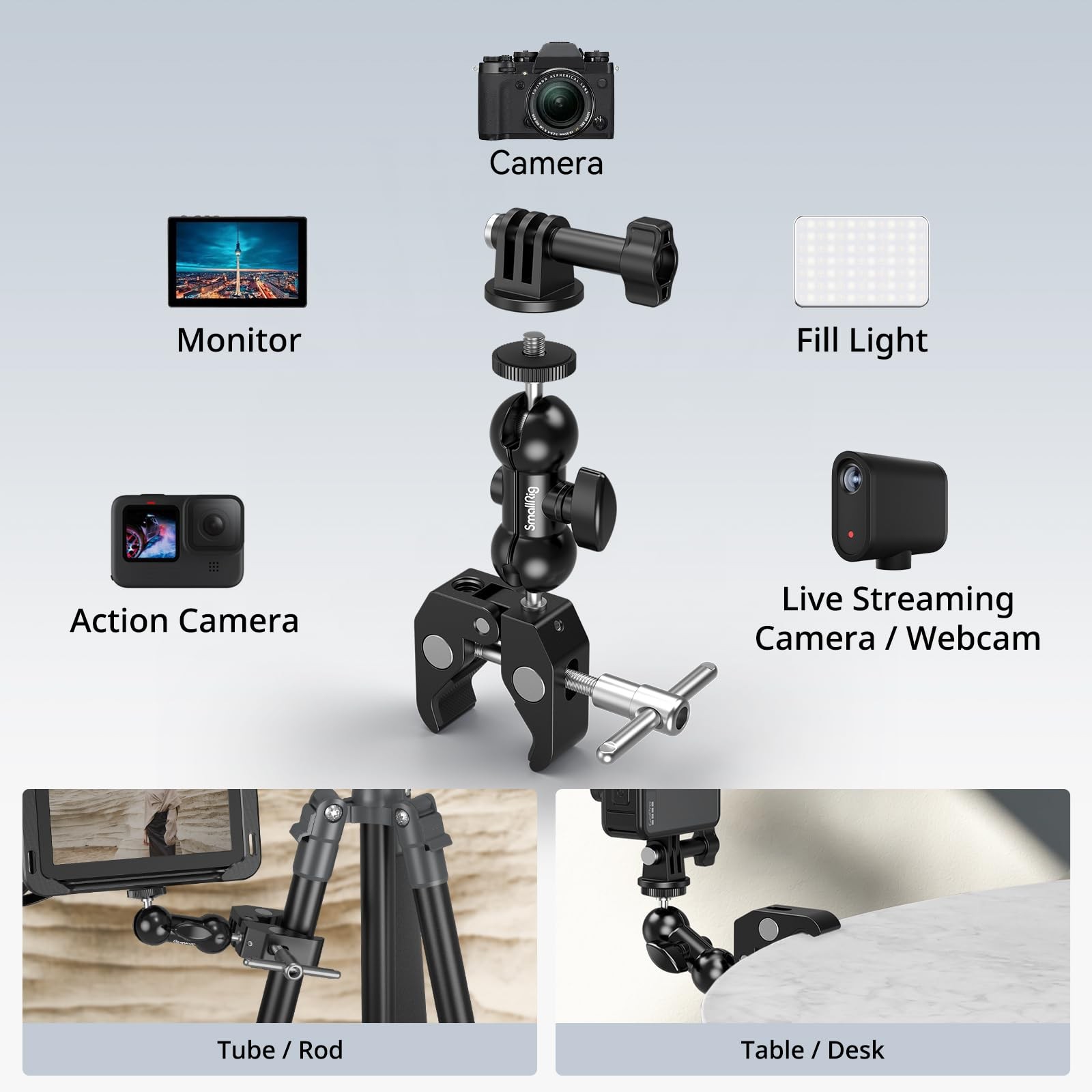 Super Clamp Mount 2-Pack, Double Ball Head Arm for