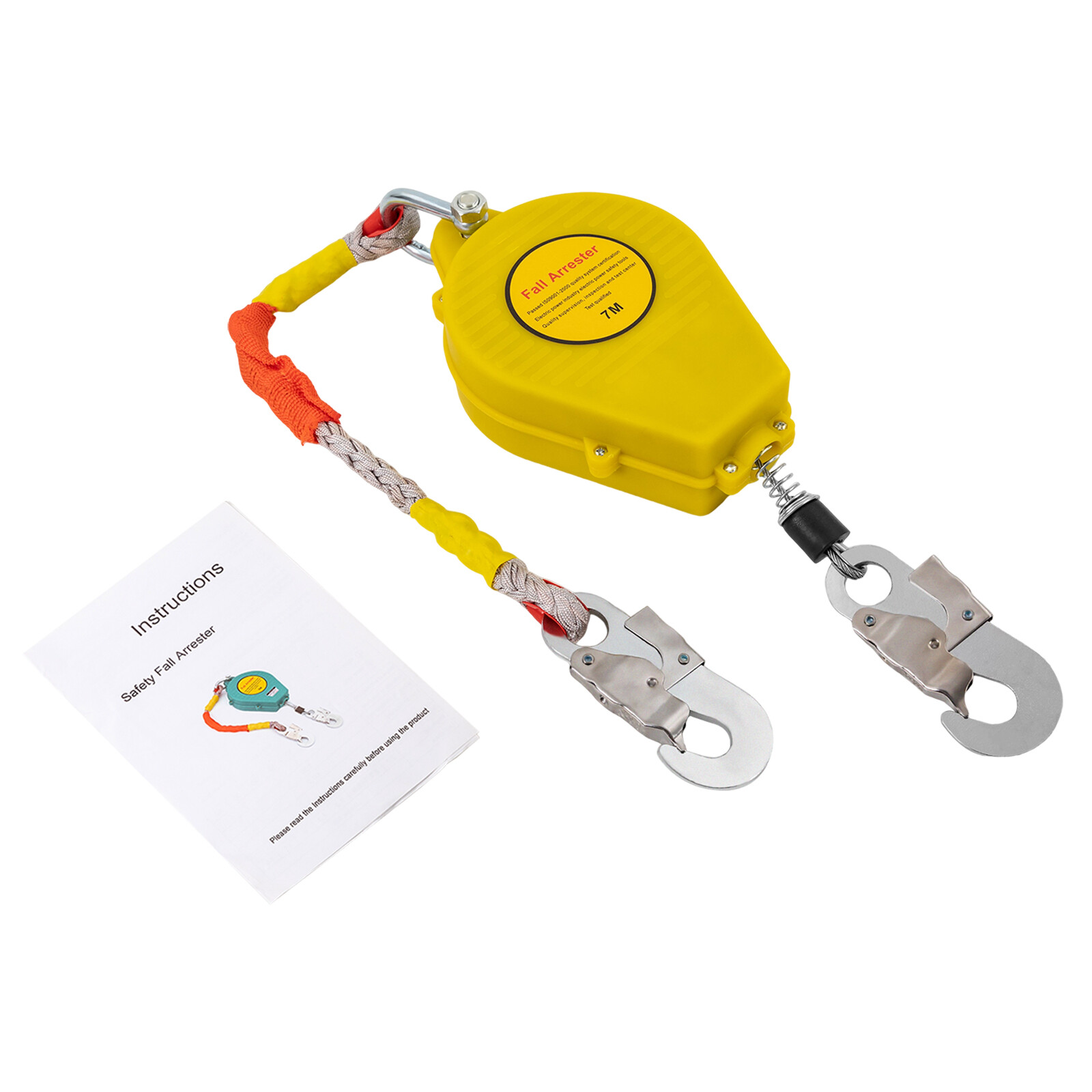 7M Self Retracting Lifeline Lanyard Safety Fall Arrester Protection+Hook 330lbs