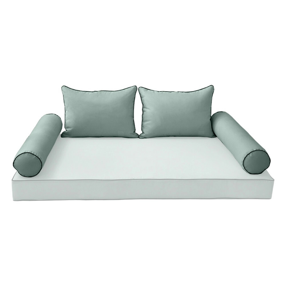 *COVER ONLY*-Style4 Outdoor Bolster Pillow Slipcover Contrast Trim Twin AD002