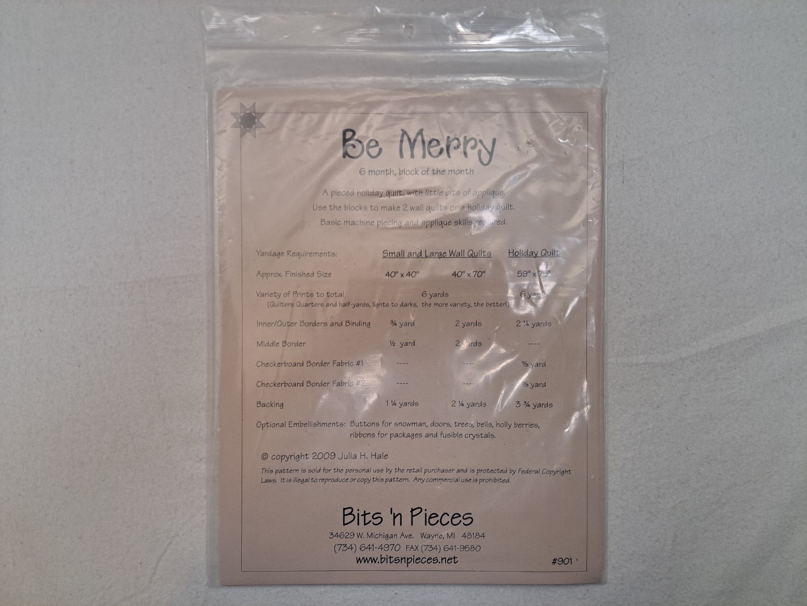 Bits 'n Pieces Pattern - Be Merry (3 Sizes) #901 - Uncut