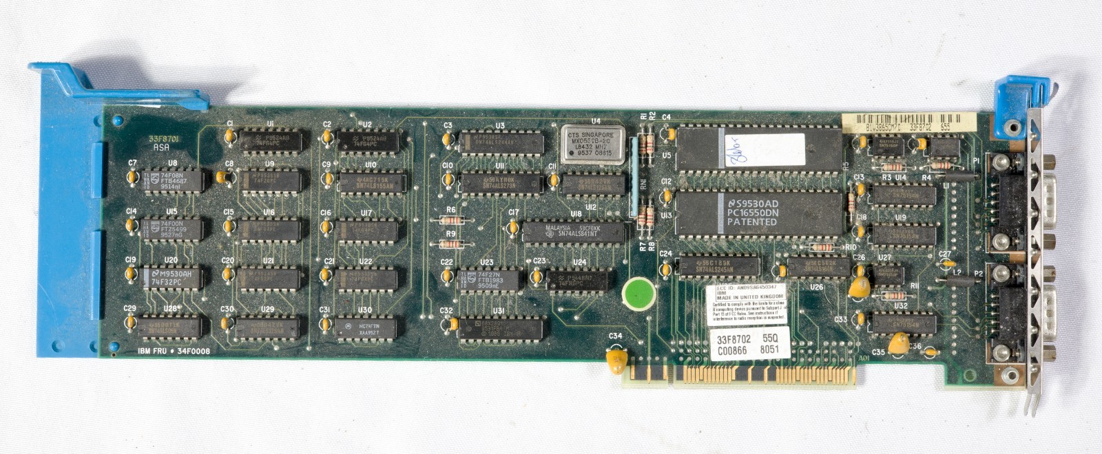 Vintage IBM 34F0008 Dual serial port adapter 16 bit Microchannel ISAD46
