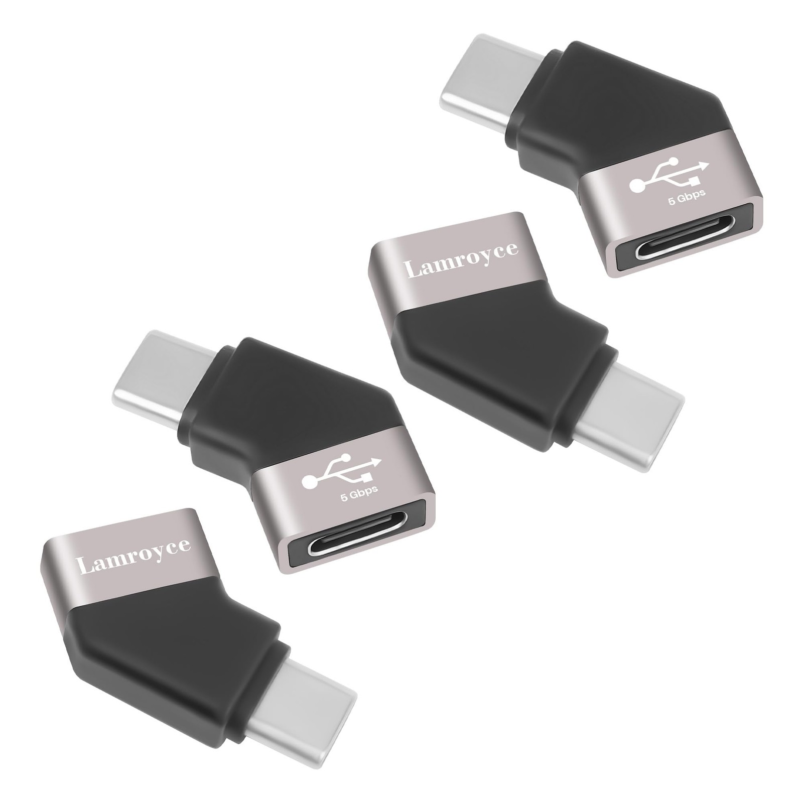 USB Type C 3.1 Extension Adapter 4Pack,45 Degree 4 Pack, C Male to Female