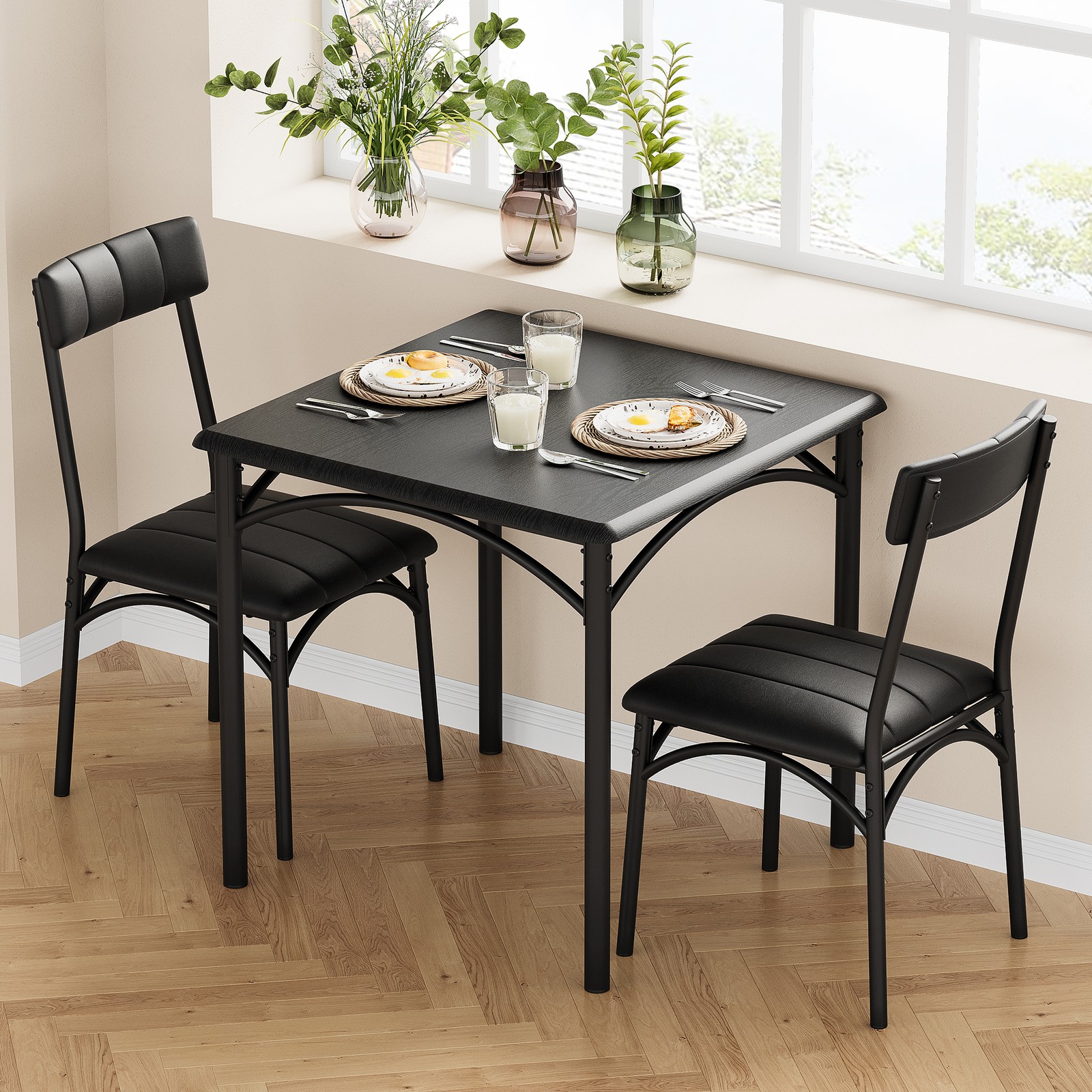 Dining Table Set Kitchen Dining Table Set for 2 W/Upholstered Chairs Apartment