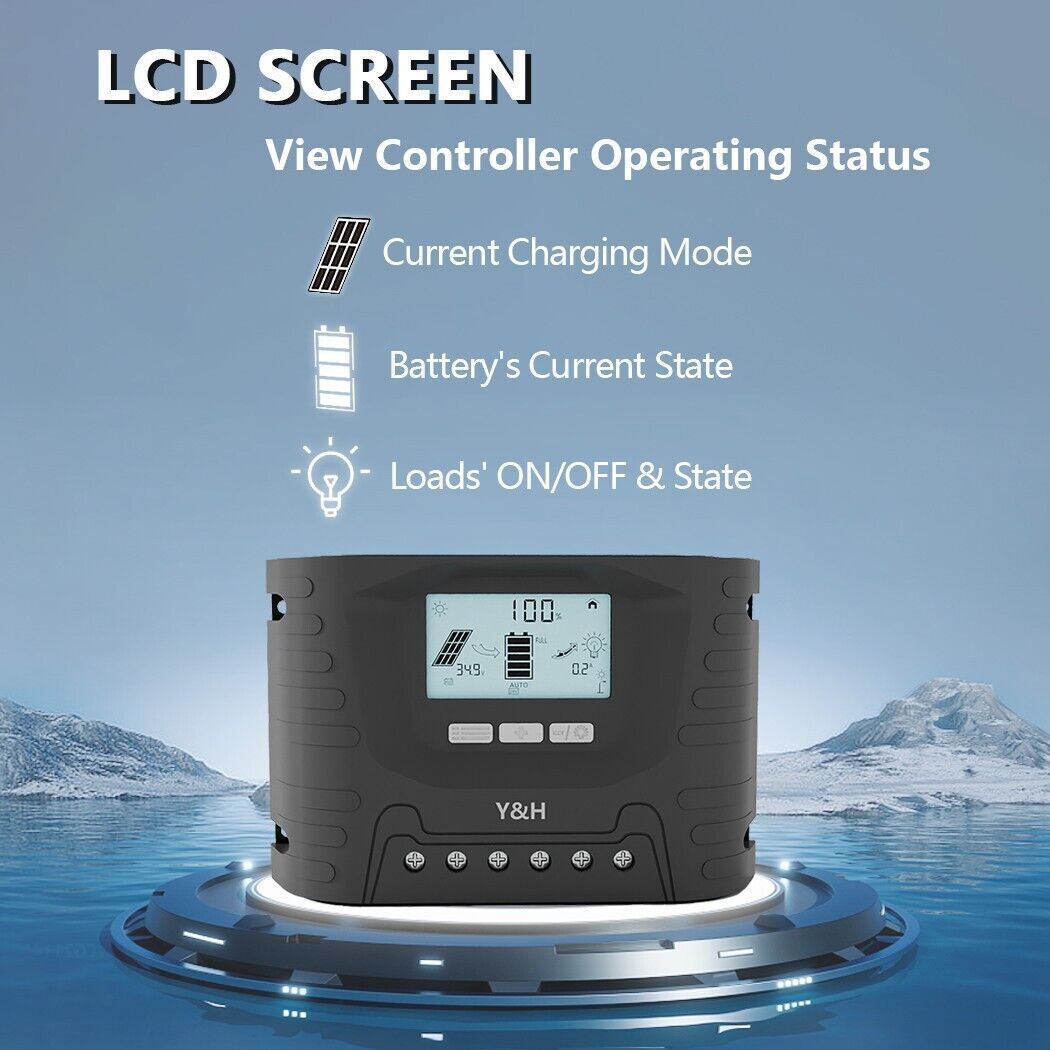 60A Solar Charge Controller 12V 24V 36V 48V Battery Regulator LCD Display