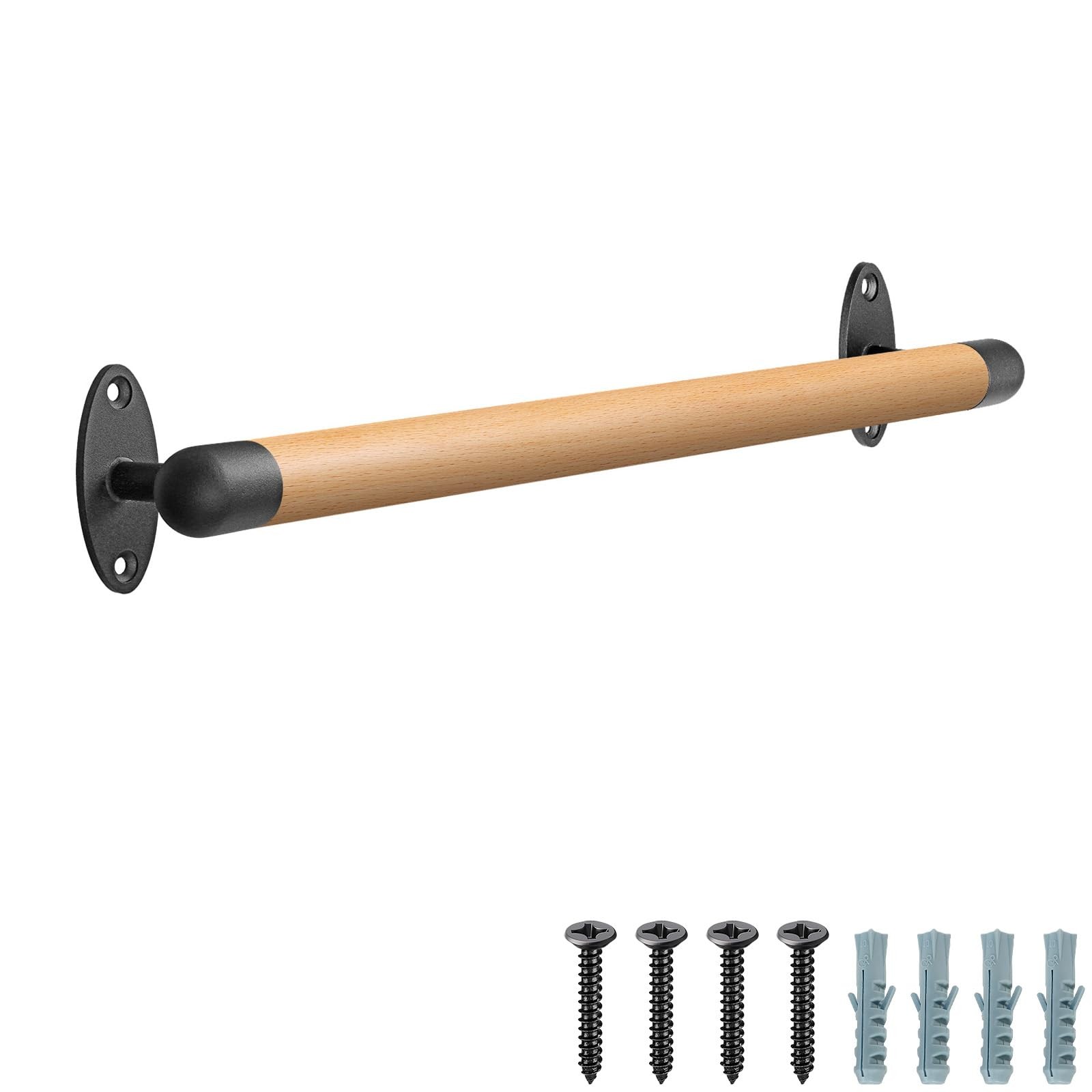 SELEWARE 26 Inch Wood 26 inch, A: 26" (Wood Handle+Black Metal Brackets)