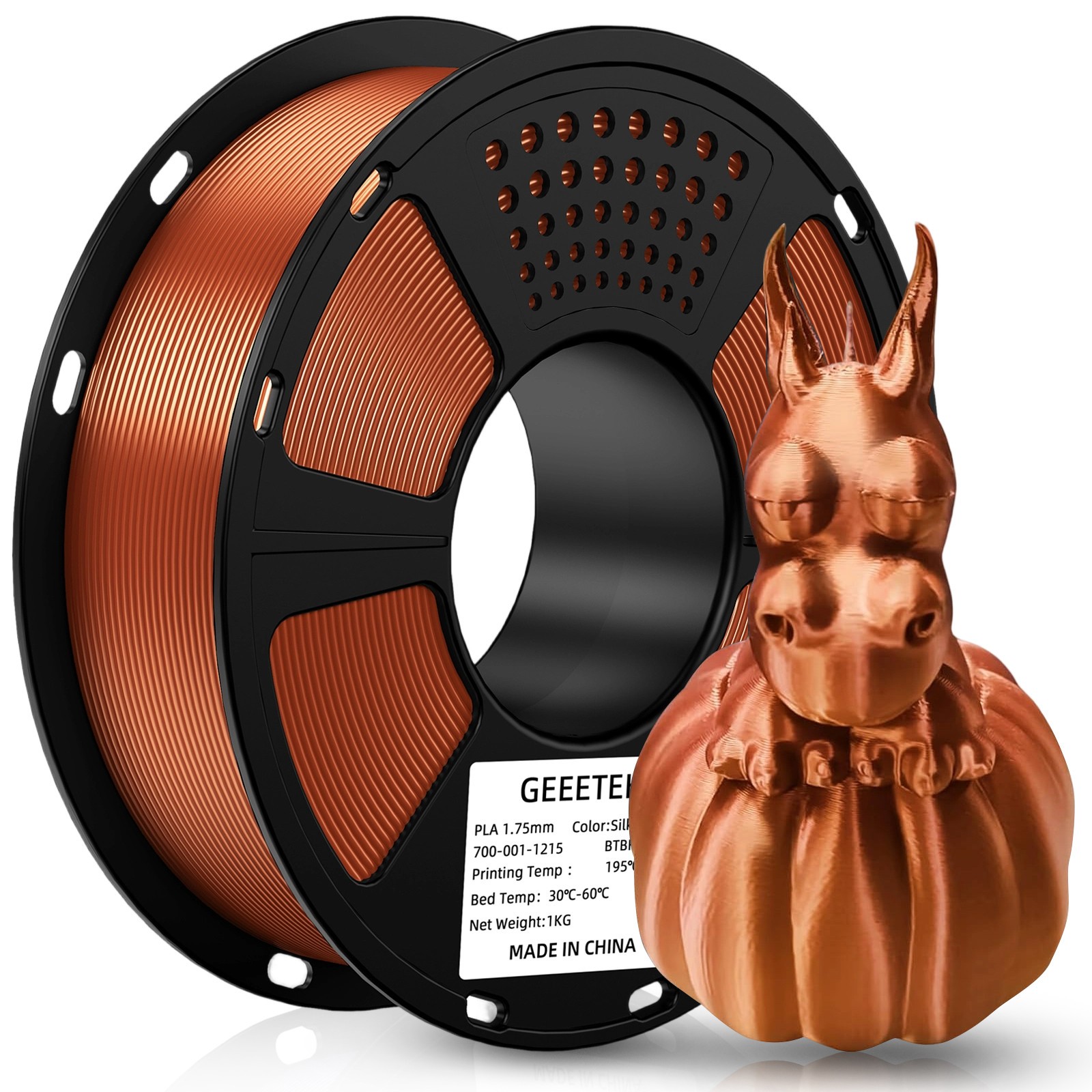 Geeetech Silk PLA 3D Printer Filament 1.75mm 1kg Glossy Silk Copper Silk PLA US