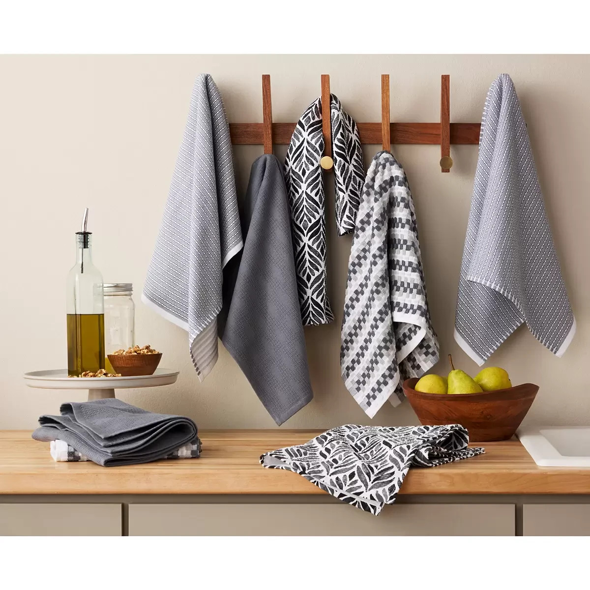 KitchenAid Kitchen Towels Grey Multicolor 8-Pack Rectangular - New!!