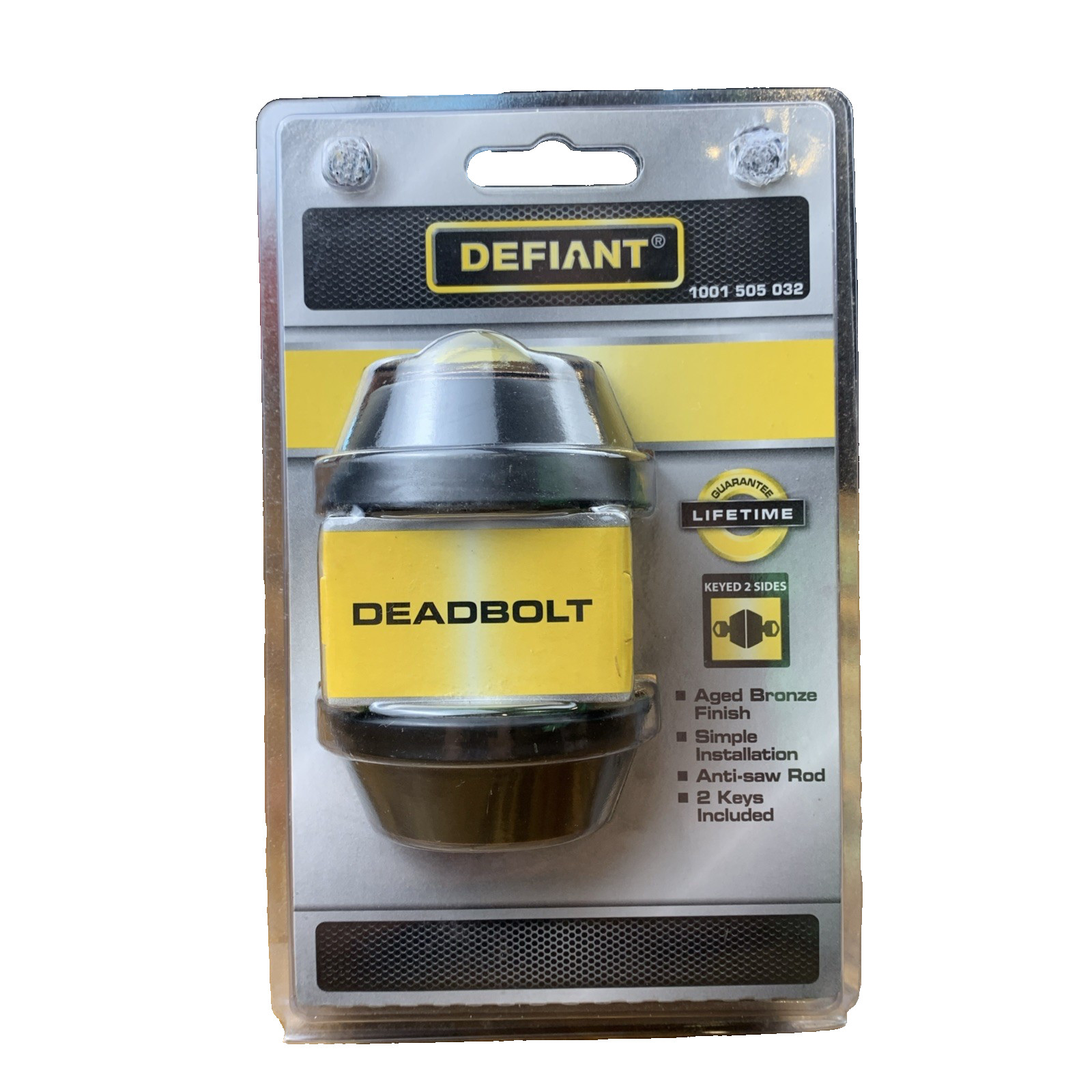 Defiant Aged Bronze Double Cylinder Deadbolt Lock 2 Keys 1001 505032 Renovation