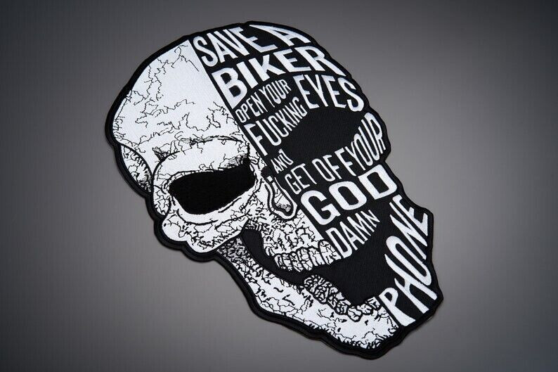 SAVE A BIKER Large Back Patch for custom biker vest