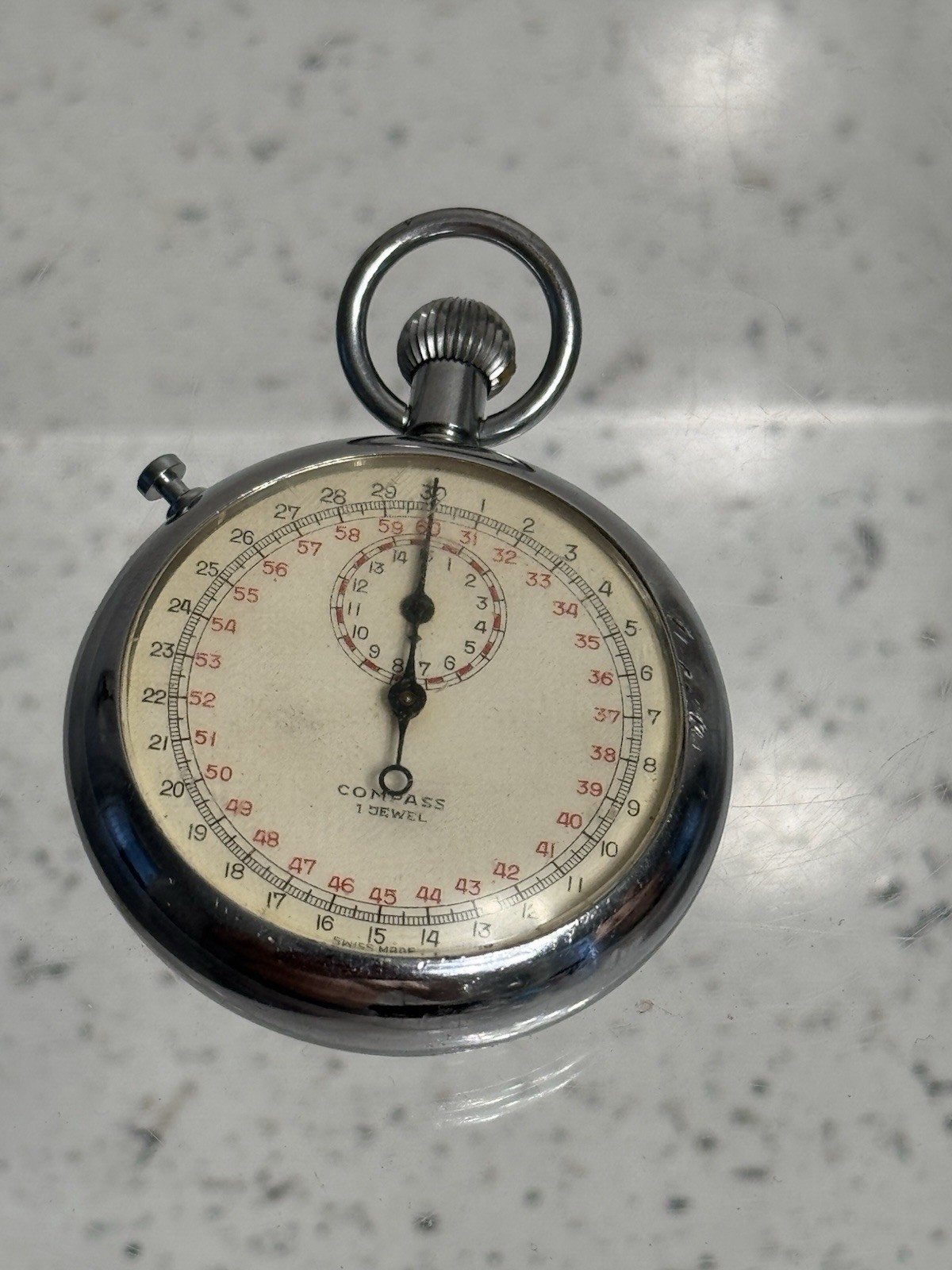 COMPASS SWISS MADE 1 JEWEL STOPWATCH - Untested