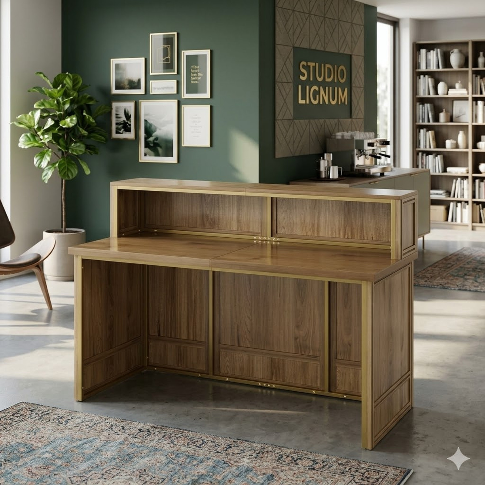 Modern Reception Desk Front Counter Receptionist Checkout Counter Oak Large
