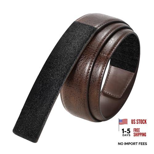 Mechanic Buckless Belts for Men, No Fit Waist 36"-38" Retro Brown Leather