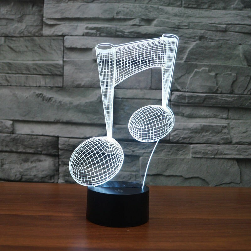 1 pcsHome Decor Music Note 3D LED Night Lights 7-Color Acrylic Visual Touch Lamp