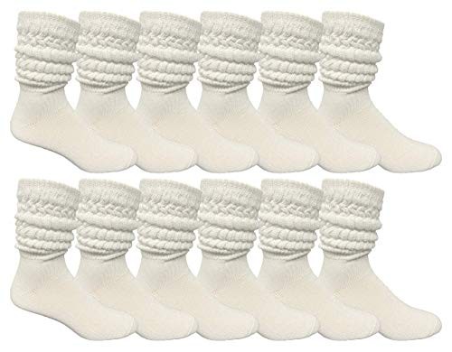 Yacht & Smith 12 Pairs Men's Cotton Extra Heavy Slouch Socks, Boot Sock, (10-13)