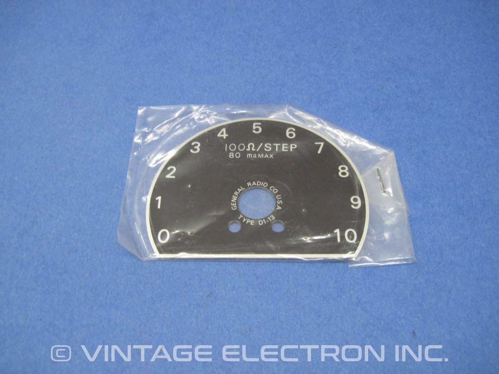 (1) NOS - GENERAL RADIO Decade Dial Plate For Resistor Boxes - 100 Ohm/Step