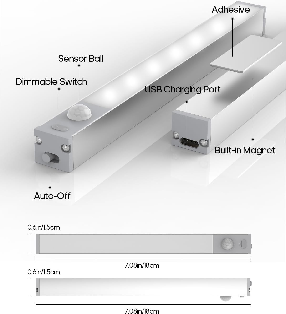 6 Pack Led Under Cabinet Lights Wireless with Charging Station, 7�� Rechargea...