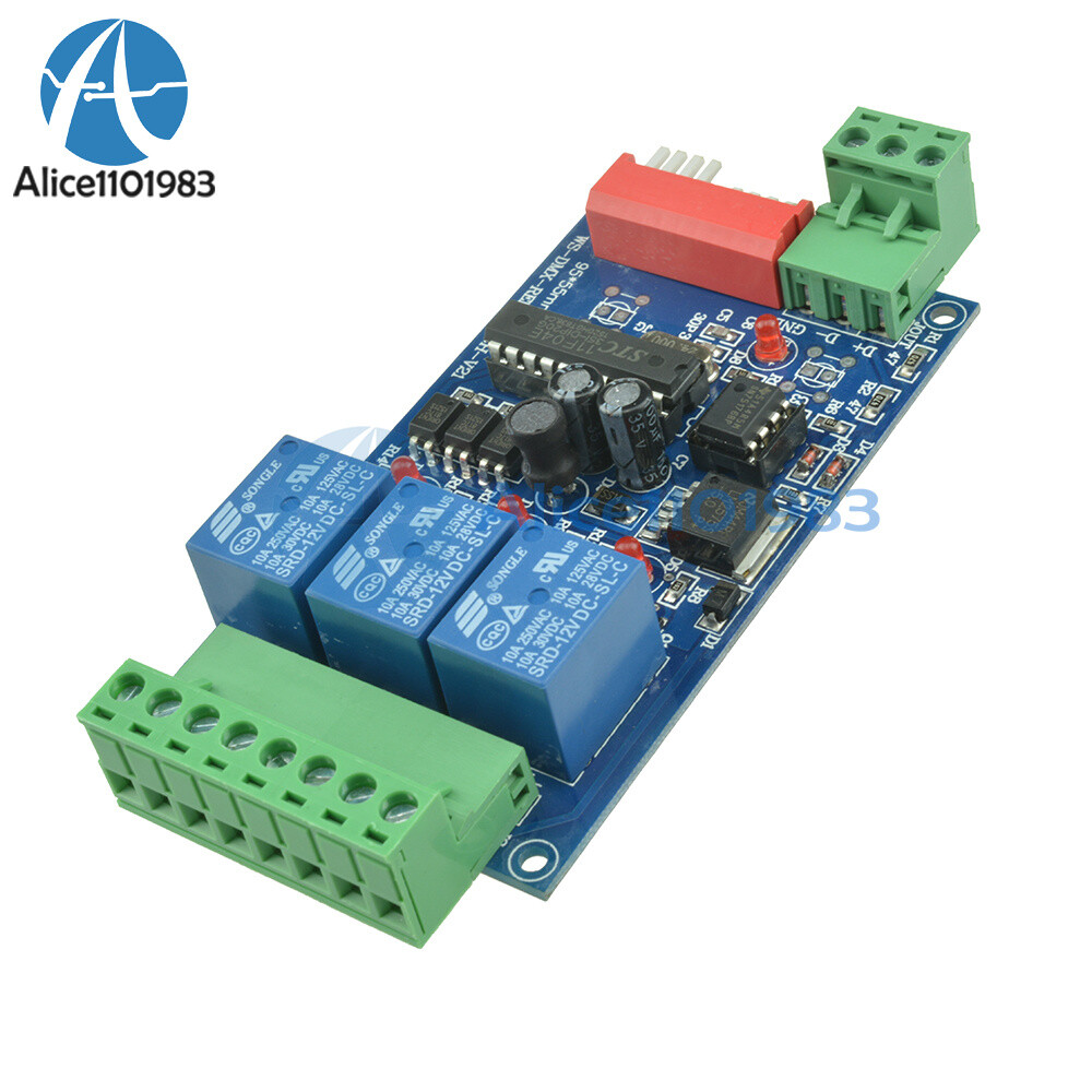 2PCS DMX512 5A 3-Channel Controlled Relay Switch Converter DMX Dimmer Relay