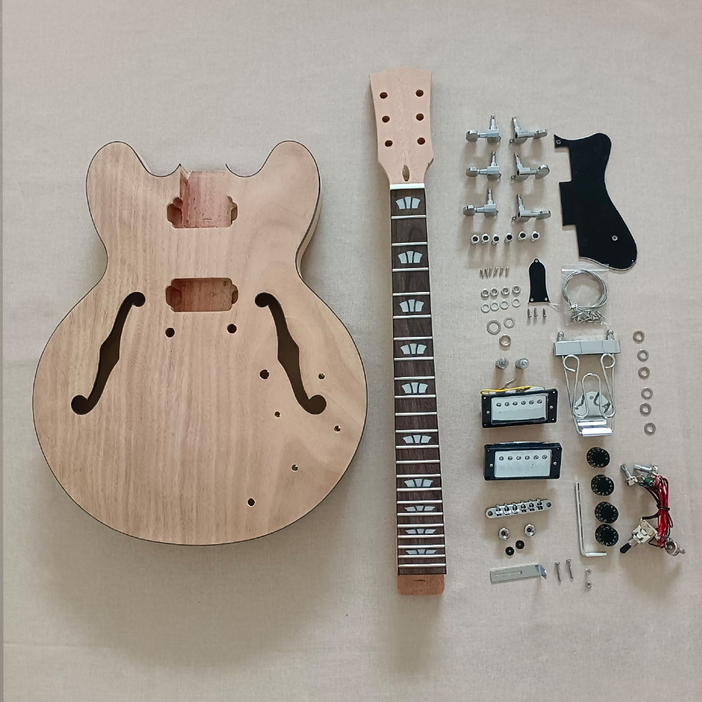 DIY 335 Electric Guitar Kit Unfinished Genuine Rosewood FB Abalone Inlay