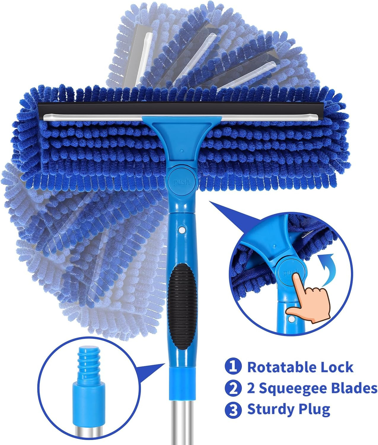 67" Squeegee Window Cleaner, 2 in 1 Professional Window Cleaning Tool Kit
