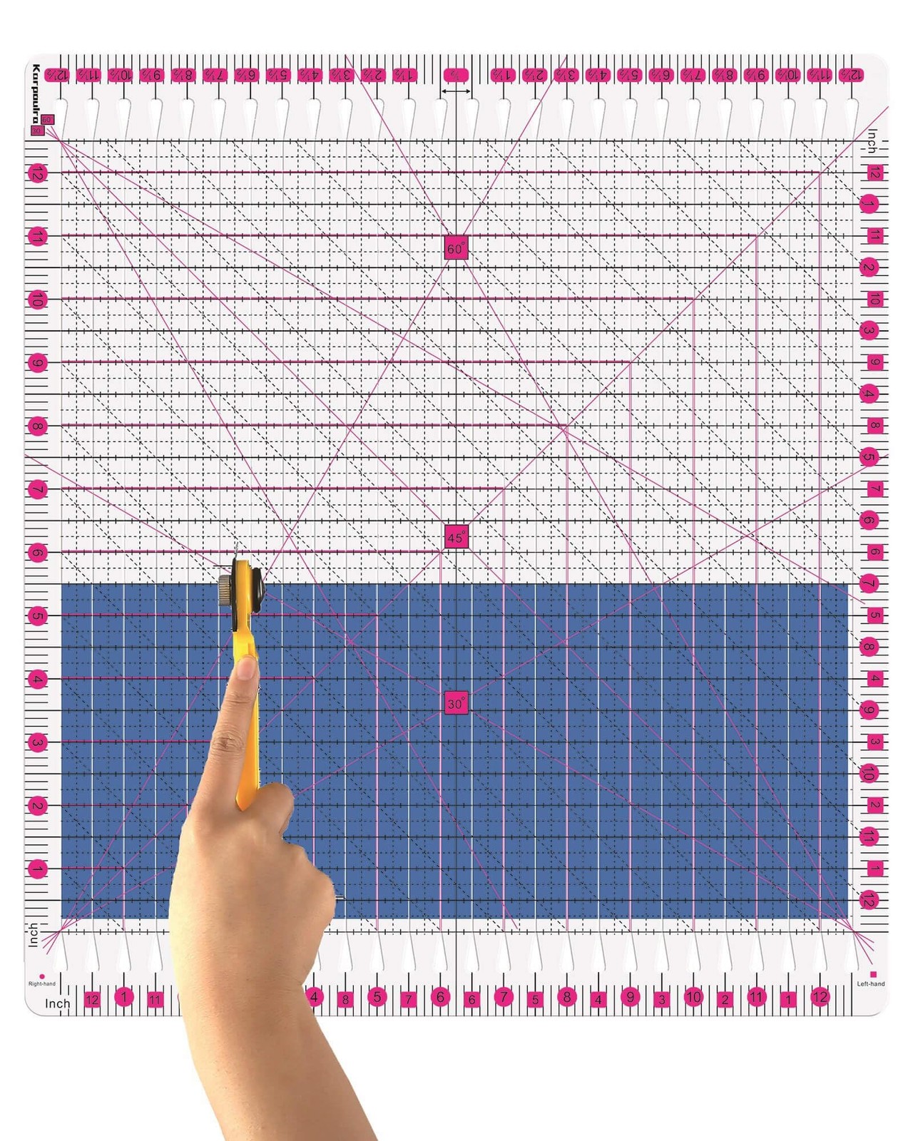 Quilting Ruler- 12.5 * 12.5" Slotted Rulers for and Sewing Pink