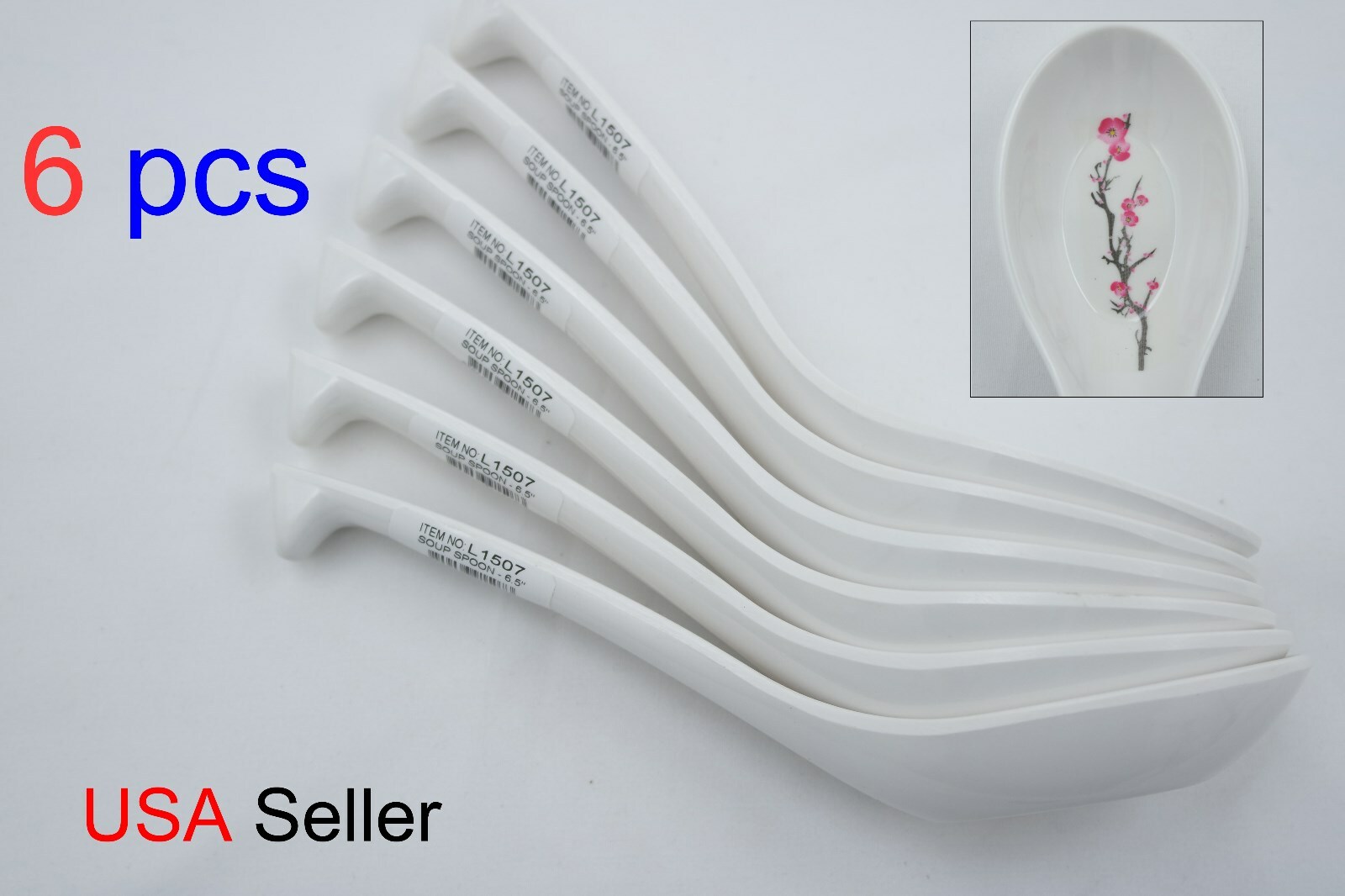 6 PCS Melamine Soup Spoons Flower Melamine Ramen Noodle Soup Spoons - USA Seller