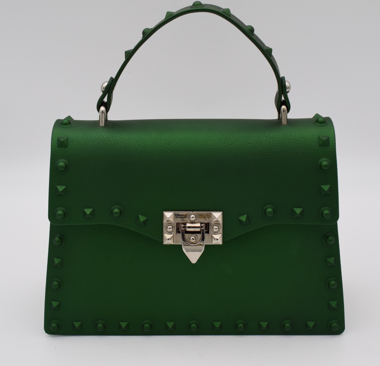 NWOT Emerald Green Jelly Studded Two Way Top Handle Bag Unbranded #A13