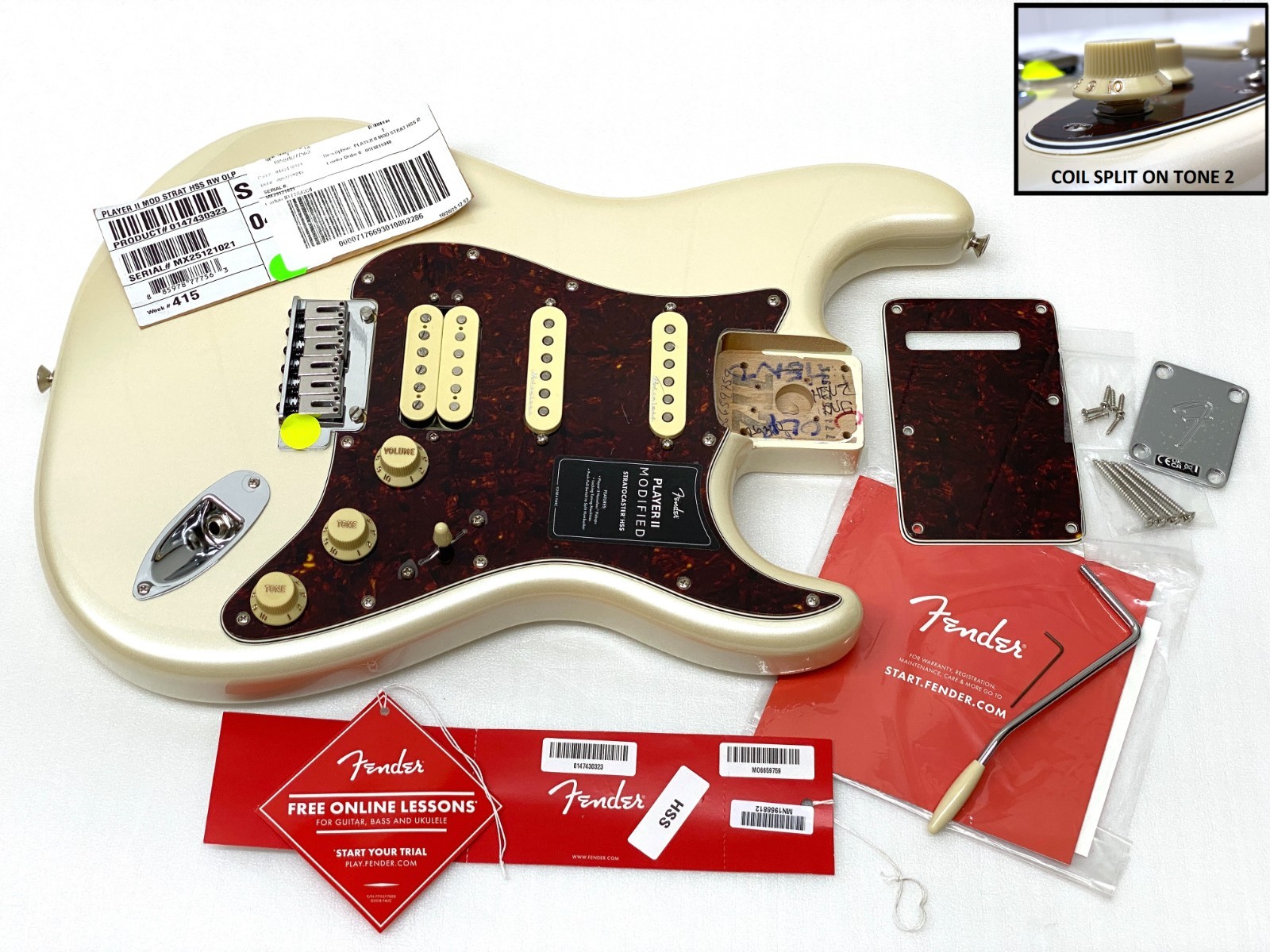 HSS PUSH/PULL Fender PLAYER II MODIFIED Loaded Strat Body Electric Guitar MIM