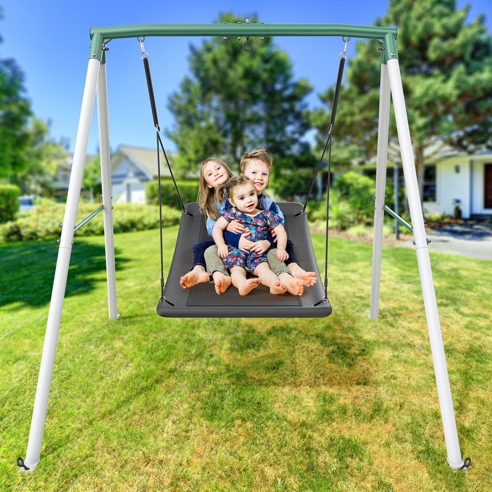 Trekassy Metal Swing Set with 60" Platform Swing Heavy-Duty A-Frame for Backyard