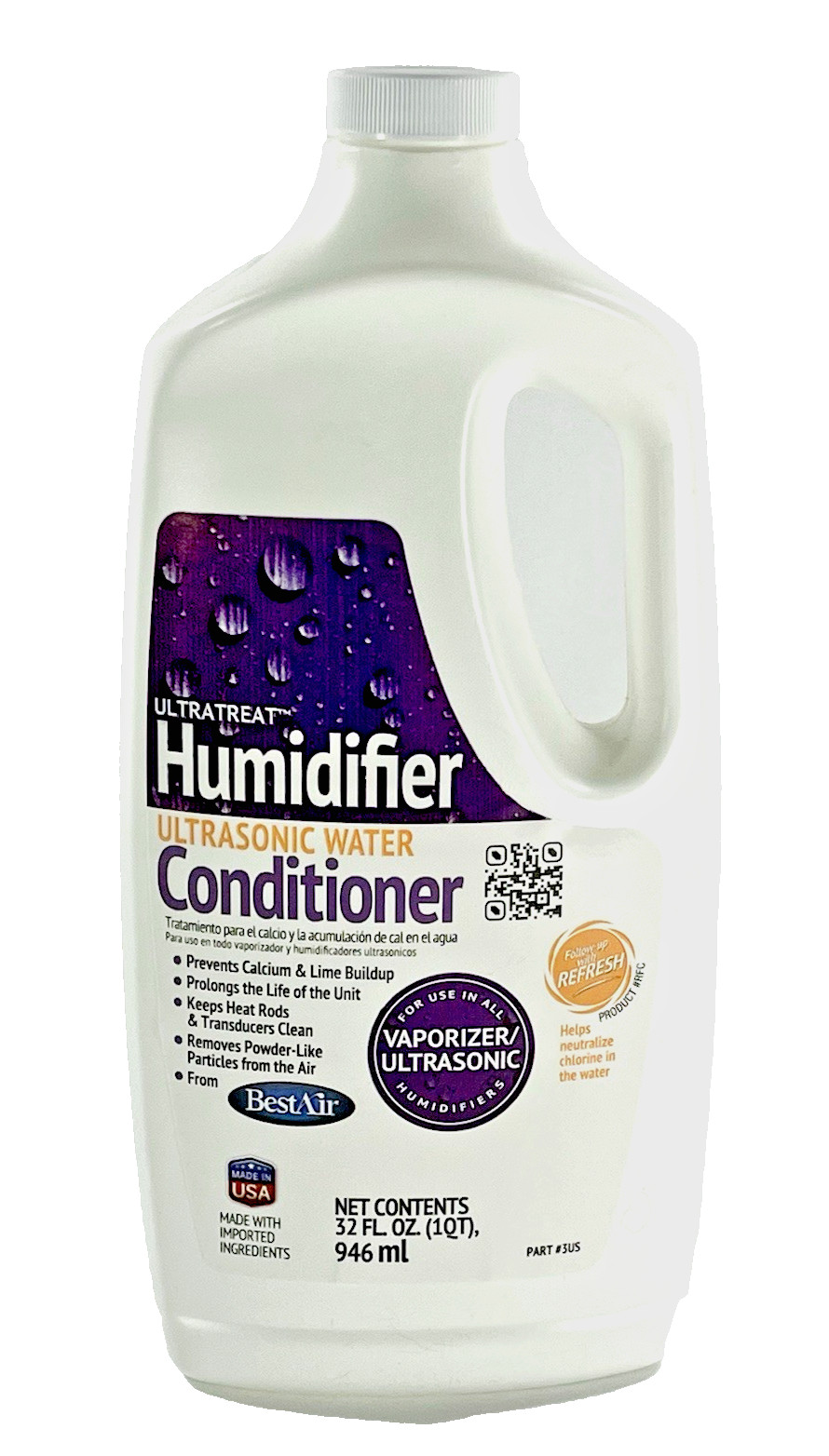 BestAir Ultra-Treat Humidifier Ultrasonic Water Conditioner 32 oz New  Sealed