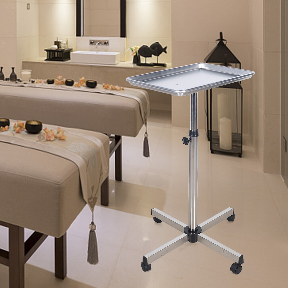 Stand Medical Trolley Mobile Rolling Cart Aluminium Alloy Tray for Salon Tattoo