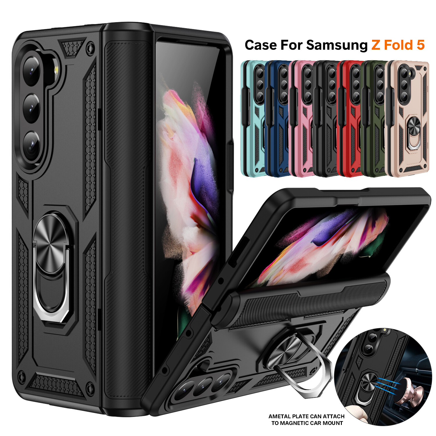 Fr Samsung Galaxy Z Fold 6 Fold5 4 3 Case Shockproof Ring Holder Kickstand Cover