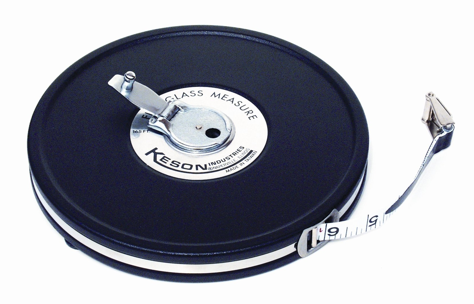 Keson MC18M100 Closed Metal Housing Fiberglass Measuring Tape with Double Hook