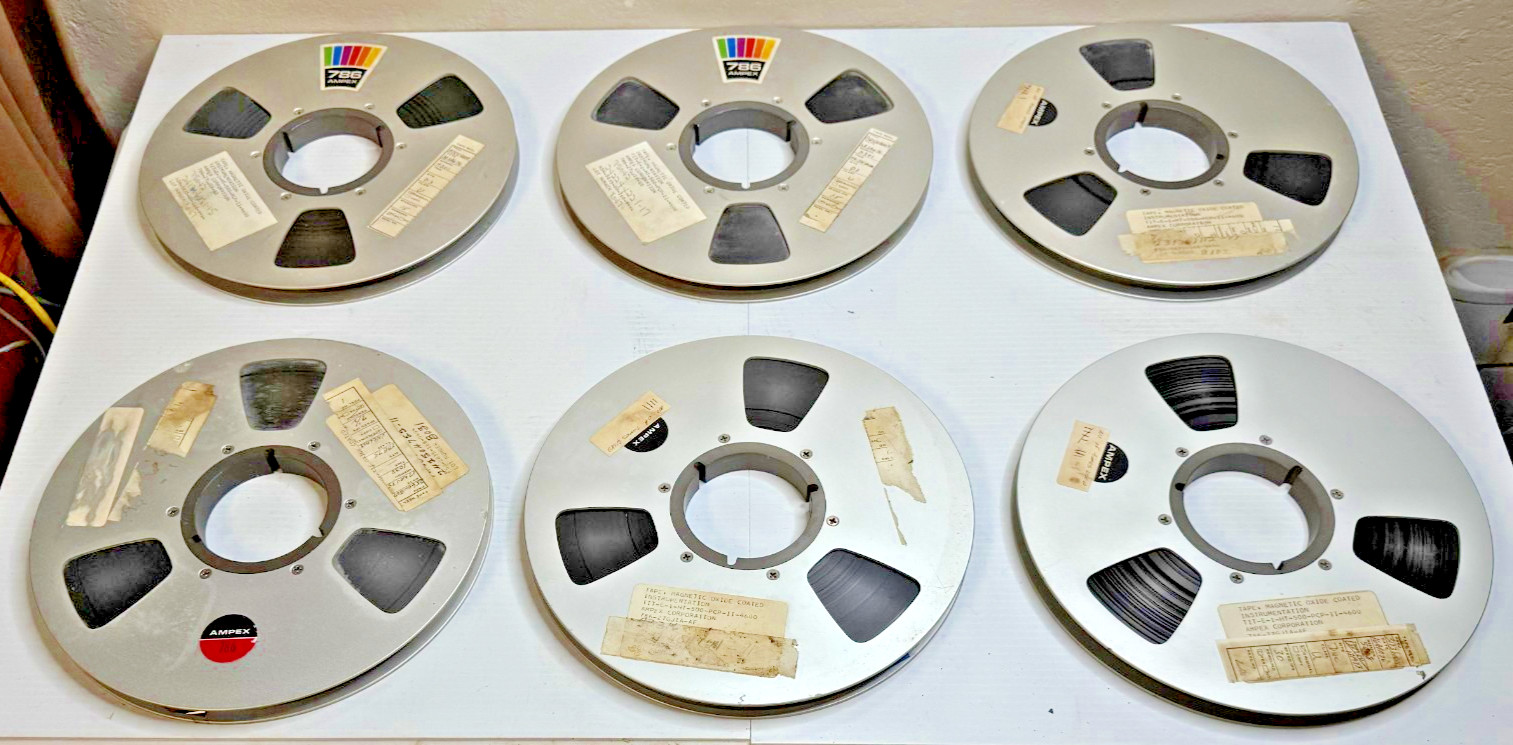 Ampex 10.5" Instrumentation Tape Reels Lot of 6 1970s Naval Aviation Data