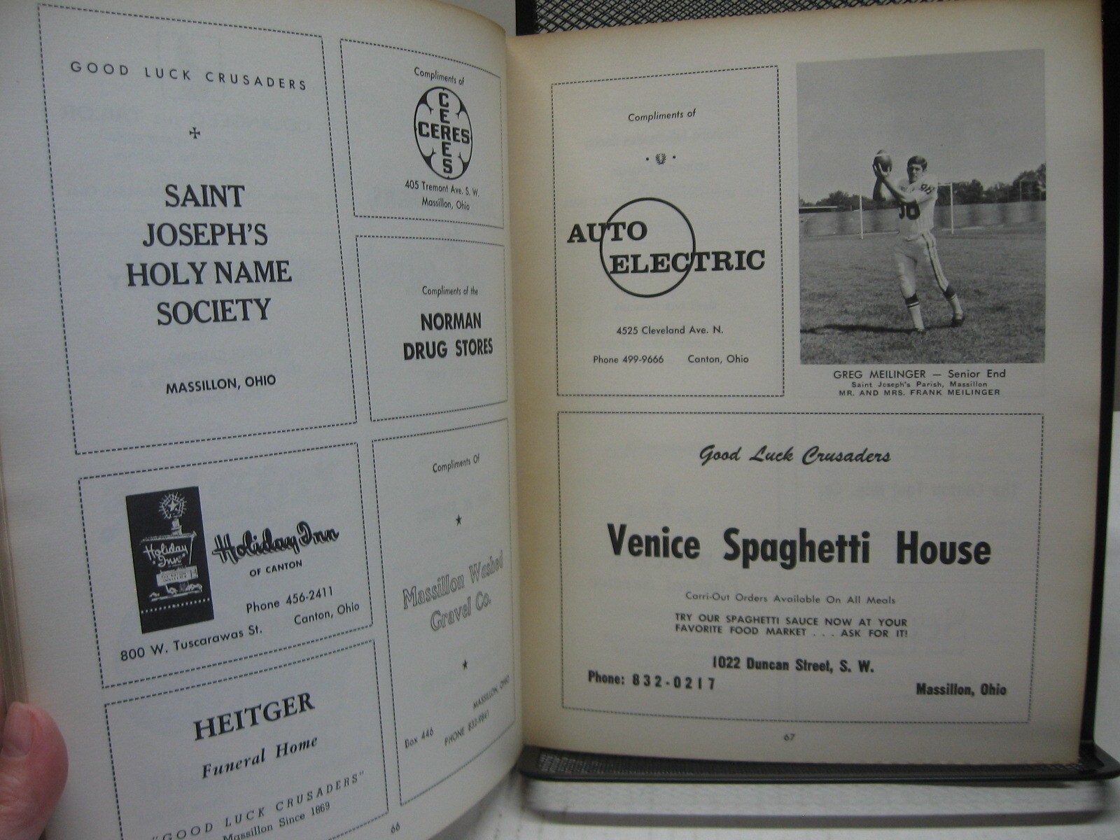 1969 Football Program Central Catholic Crusaders vs Canton South