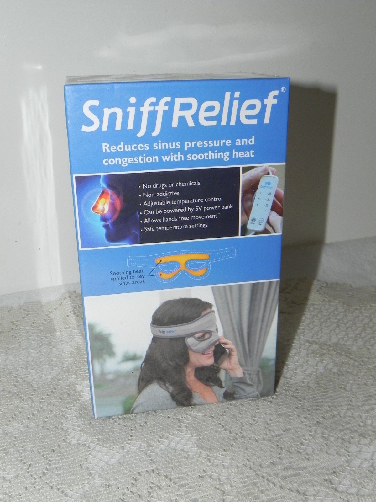 SNIFFRELIEF Reduces Sinus pressure & congestion with soothing heat.