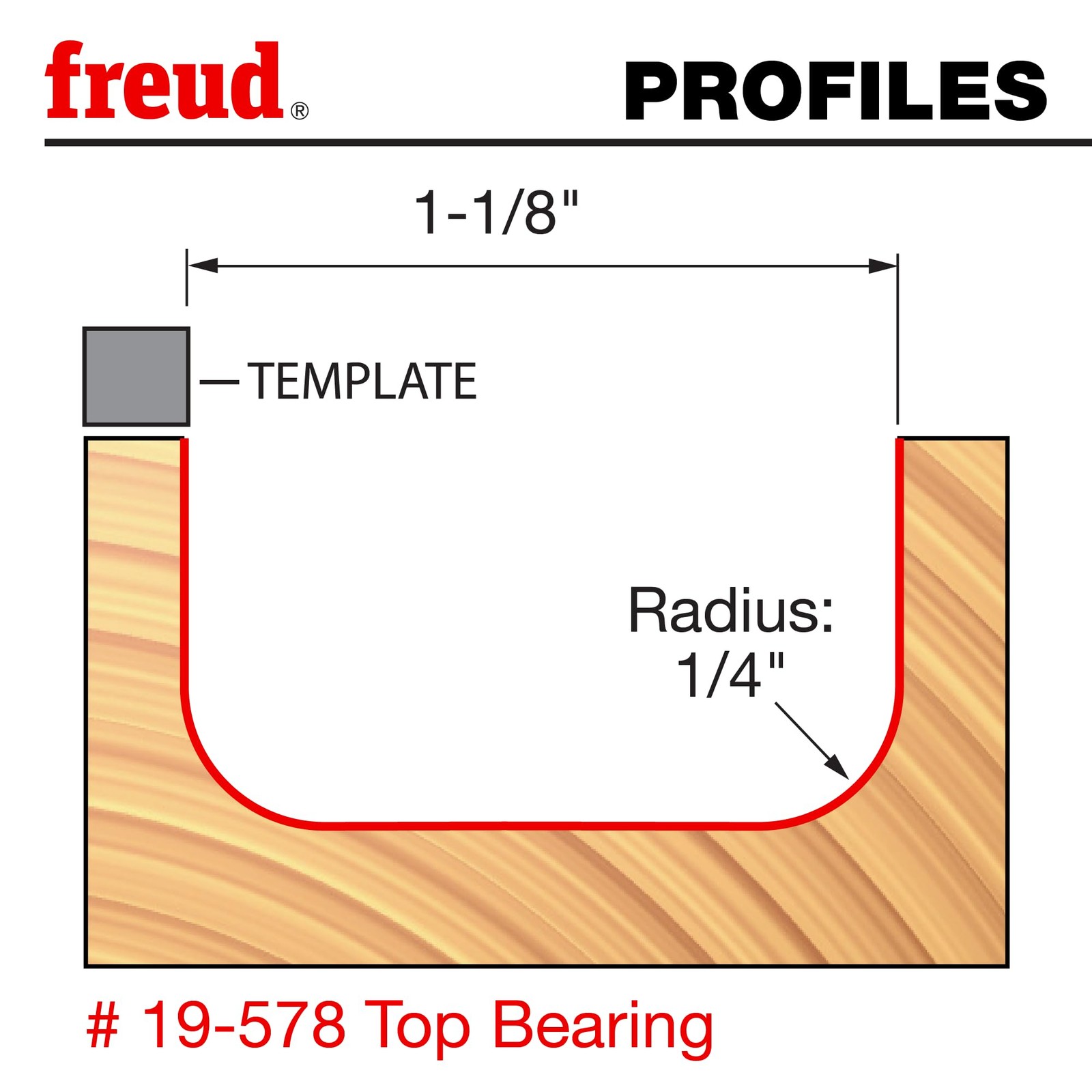 Freud 19-578 1/4" Radius Dish Carving Bit 1/2" Shank for Wood