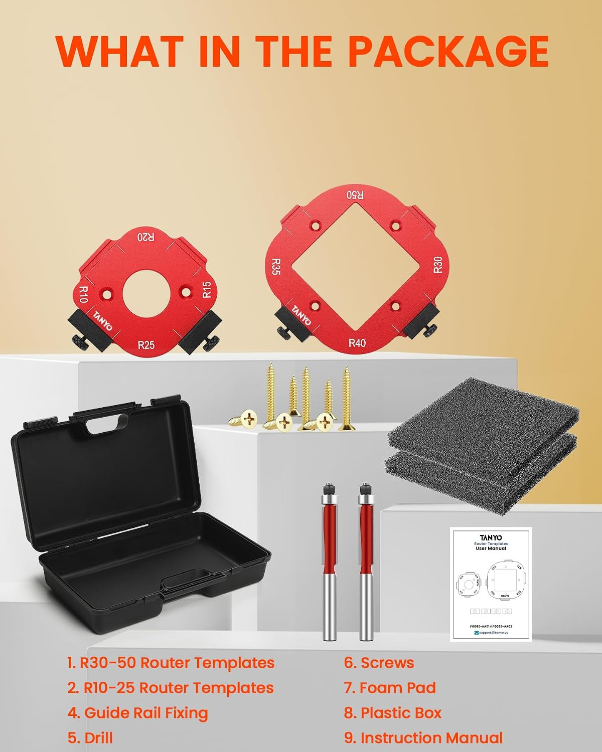 2pcs Router Corner Radius Template, R10-50 Precise Rounded Corners | 8-radius, a