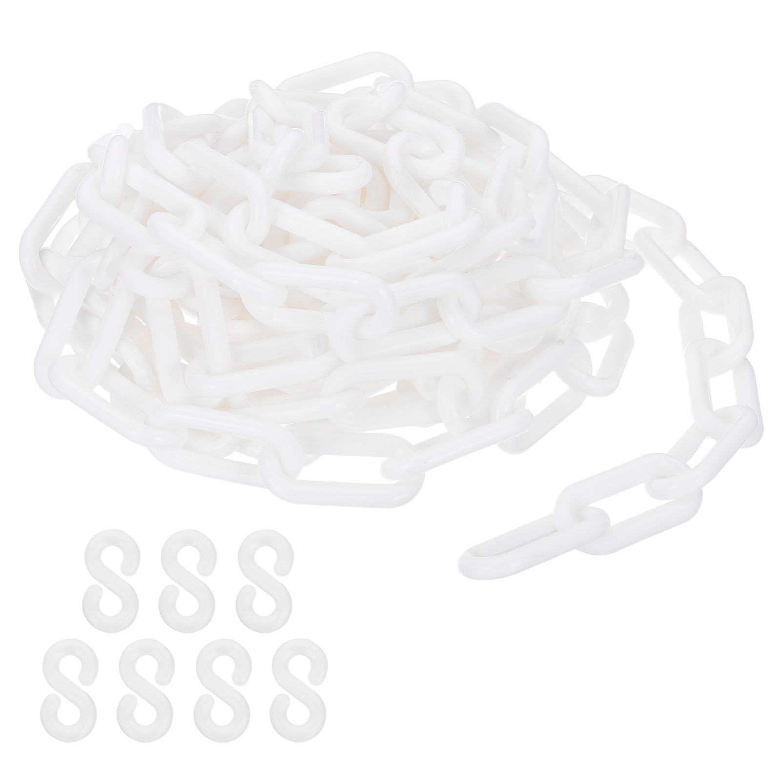White Plastic Chain, 16 ft 8mm Safety Barrier Chain