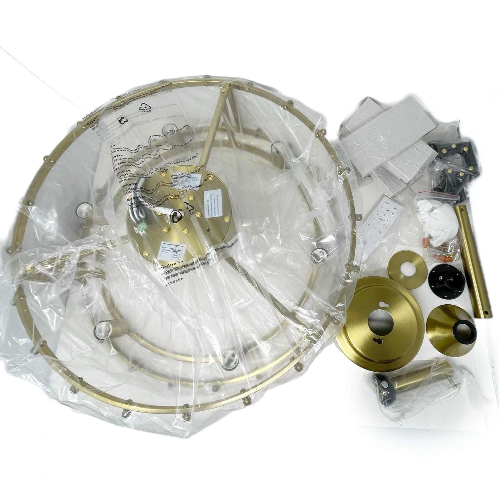 ANTOINE Indoor Gold  Ceiling Fan Caged Fan/Lights/Remote Item #CFL 1235 01