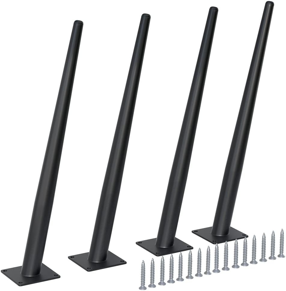 4 PS16 Inch Heavy Duty Matte Black Metal Slant Angled Tapered Legs