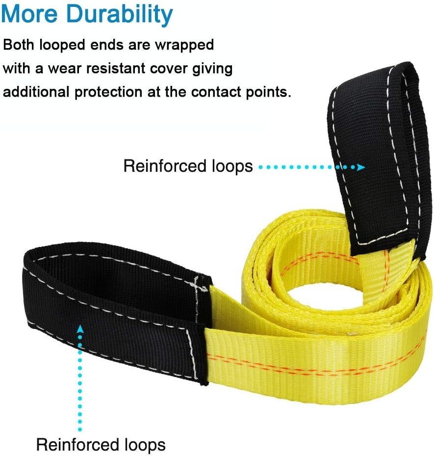 2 Pack 6ft Polyester Recovery Straps – 10,000lbs Break Strength for Safe Lifting